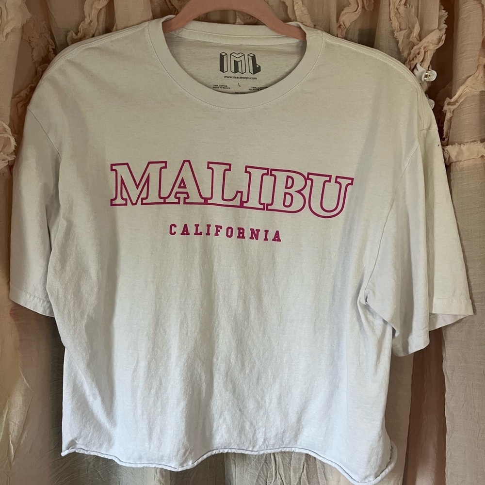 Malibu California White Short Sleeve Tee - Casual Crop
